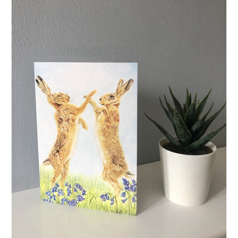 ‘Spring Hares’ Greetings Card 