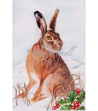 Winter Hare, 8x6 Limited Edition Giclee Print (Mounted)