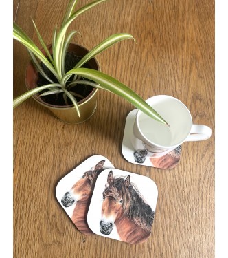 Set of 4 ‘Breeze’ Exmoor Pony Melamine Coasters 