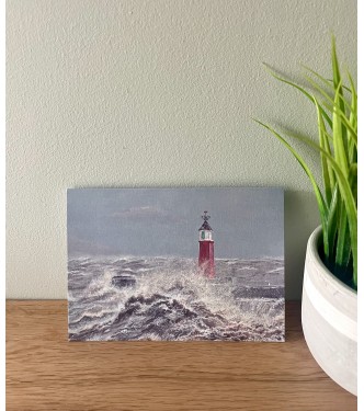 'Stormy Watchet Lighthouse' Greetings Card