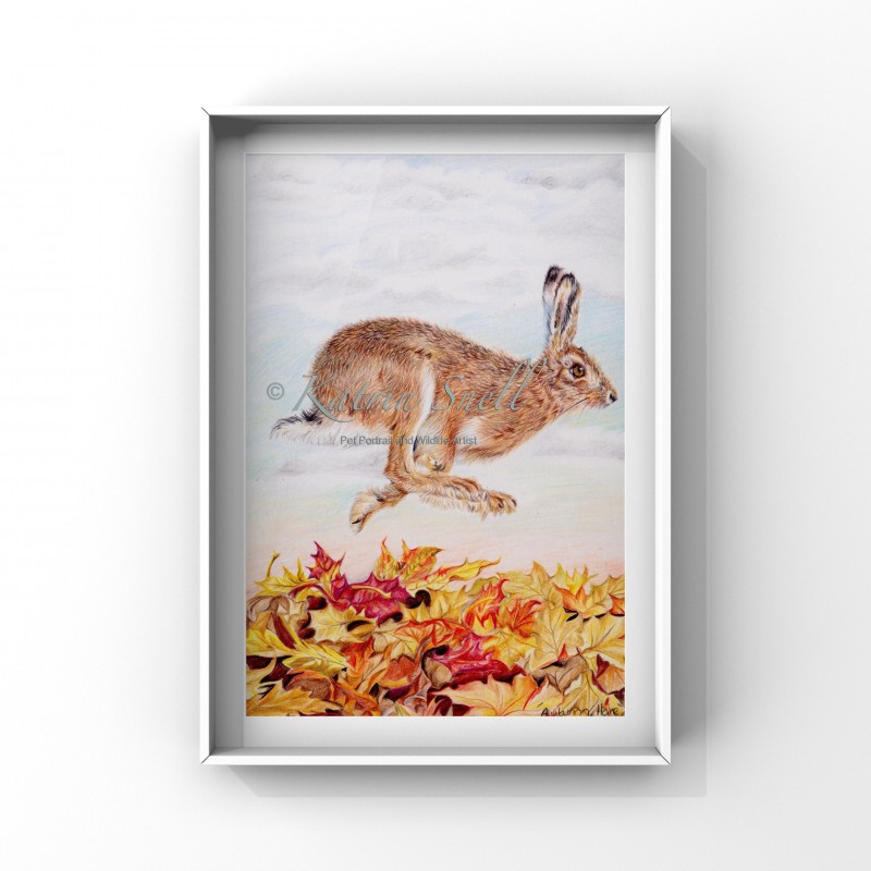 Autumn Hare, 8x6 Limited Edition Giclee Print (Mounted) 