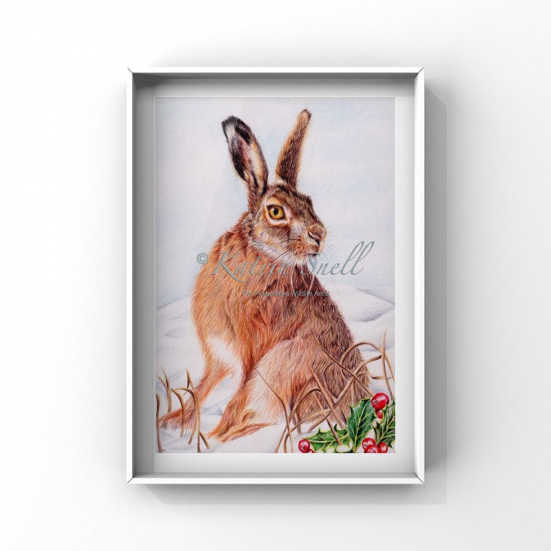 Winter Hare, 8x6 Limited Edition Giclee Print (Mounted) 